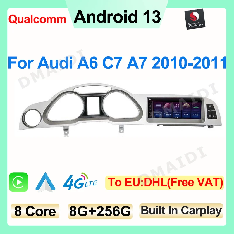 8 Core Qualcomm Android13 Per Audi A6 C6 A7 2010-2011 Radio Multimedia Player Navigazione Gps Stereo Video Carplay Wifi 4G