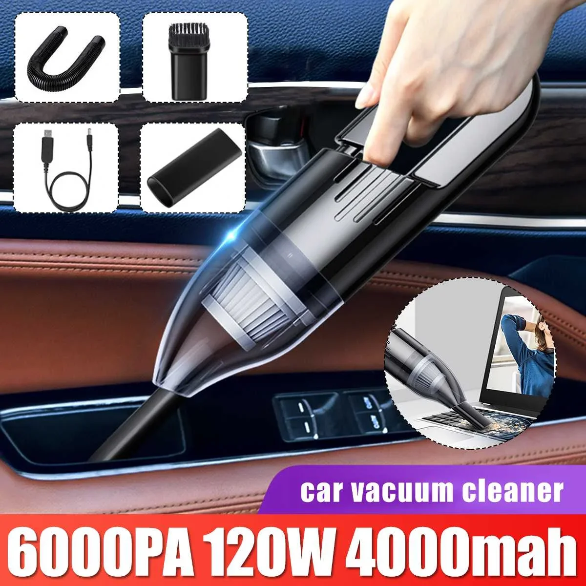 

120W 6000pa Car Vacuum Cleaner Wireless High Suction Power Portable Rechargeable Household Handheld Automatic Vacuum Cleaner