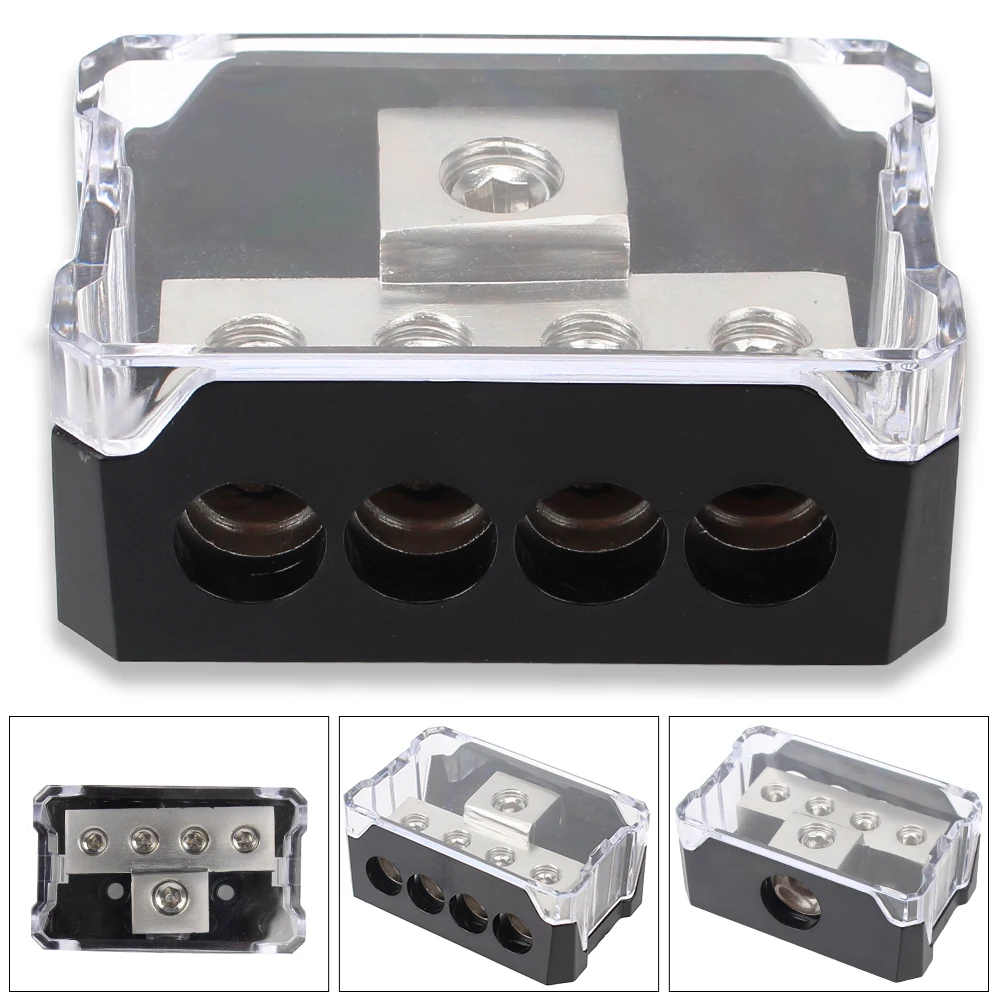 Auto Junction Box 4 Way Ground Box For Car Audio Stereo Amplifier Multi-Functional 4Ga Out Distribution Blocks