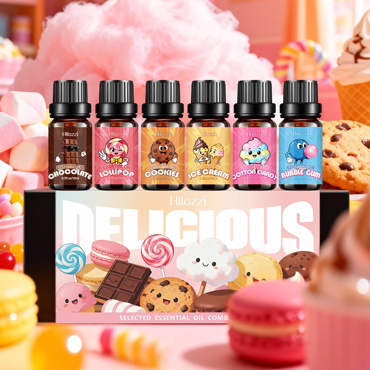 Set di oli essenziali alimentari, con una varietà di profumi, adatti a tutte le occasioni e anche come ottimo regalo.