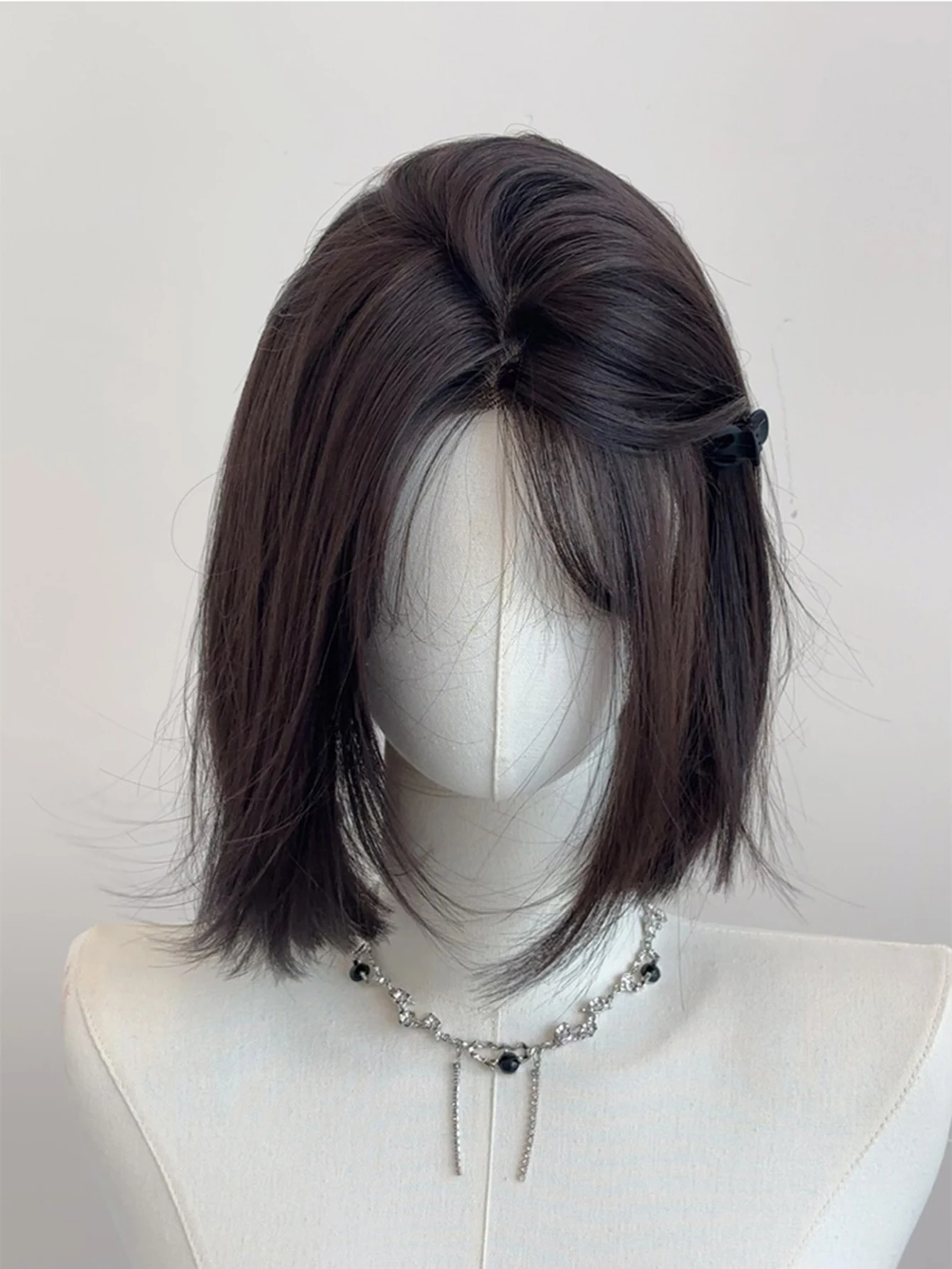 Synthetic Brown Black Heat Resistant Daily Use Women Wig