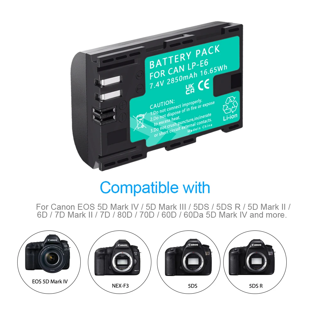 LP-E6 Battery + LCD Dual Charger For Canon EOS 5DS R 5D Mark II III 5D 6D 7D 70D 80D 60D Cameras camera battery camera battery charger rechargeable battery charger