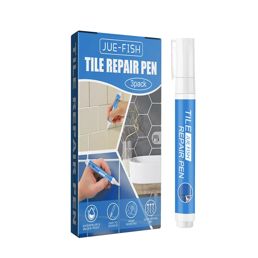 3pcs Grout Filler Pen Safety Wall Grout Restorer Pen Grout Pen White Tile Paint Marker Waterproof for Restoring Tile Wall Floor