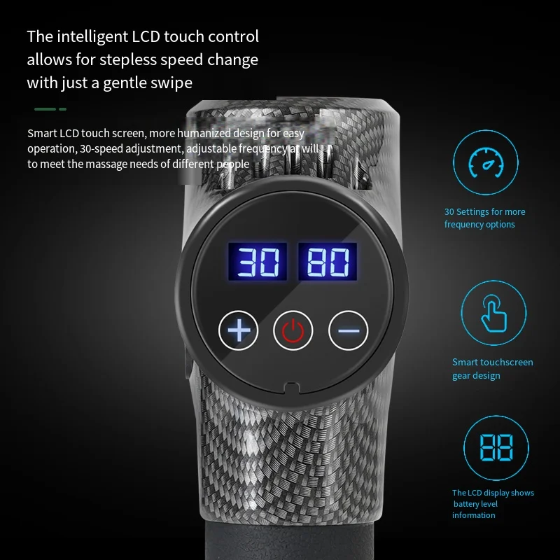 Fascia Gun Carbon Multi Force Adjustment Impact Massage Deep Muscles Neck Back Deep Tissue Muscle Relaxation Pain Relief Fitness