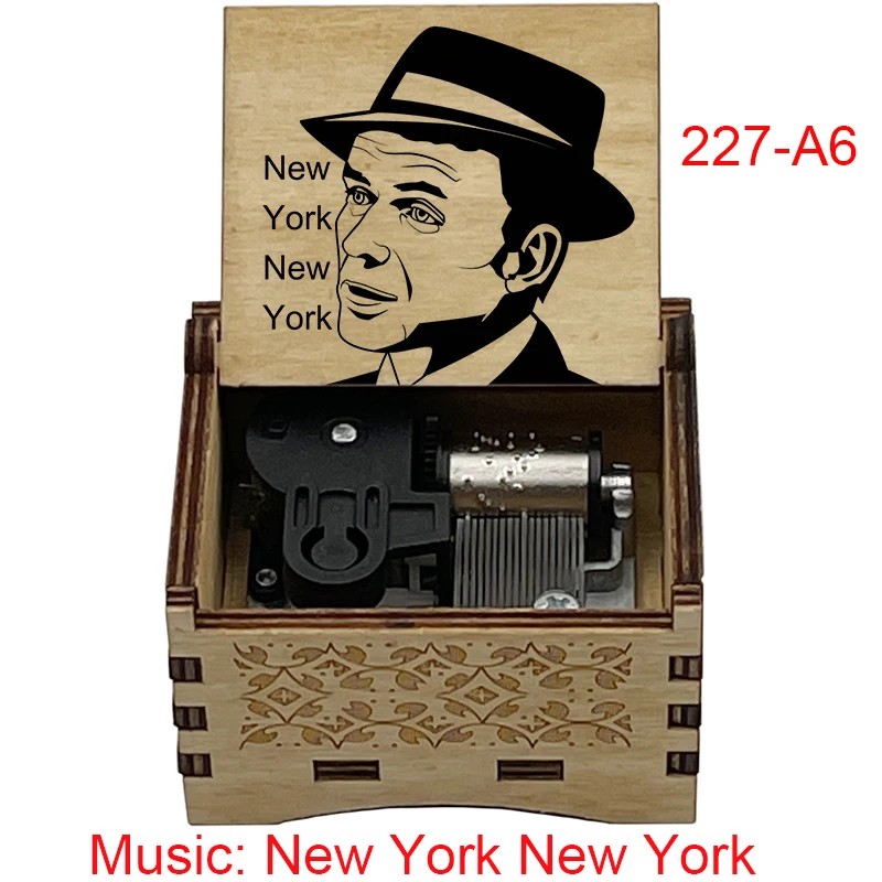New York New York Wind Up Music Box Wooden Musical Gift 18 Note Mechanical Gift for Friends Family Festival Present