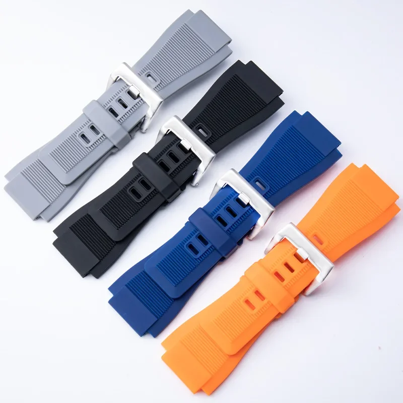 

34mm 24mm Watch Accessories Strap FOR Bell Ross BR01/BR03 Watch Band Soft Rubber Silicone Pin Buckle Wristwatch Bracelet 34*24mm