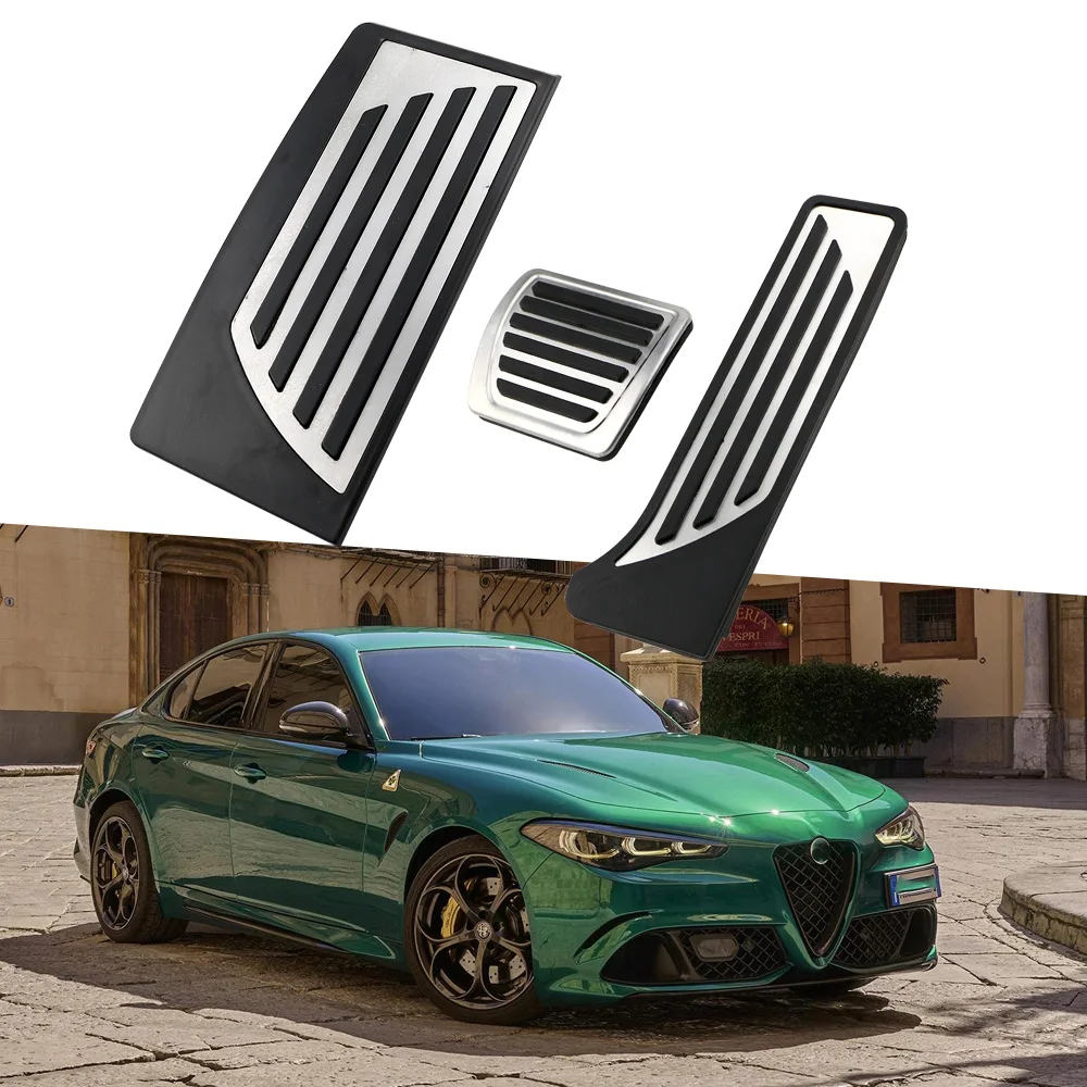 Alfa Romeo Giulia Stelvio 2016-2023 LHD 스테인레스 스틸 가스 가속기 브레이크 페달 커버 패드 부품 용 AT 스포츠카 페달