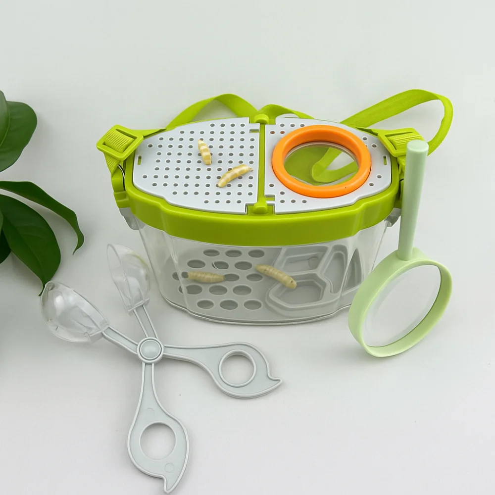 5X Magnifying Glass Insect Observation Box Kit Breathable Anti-escape Reptile Observing Container Transparent Adjustable Straps