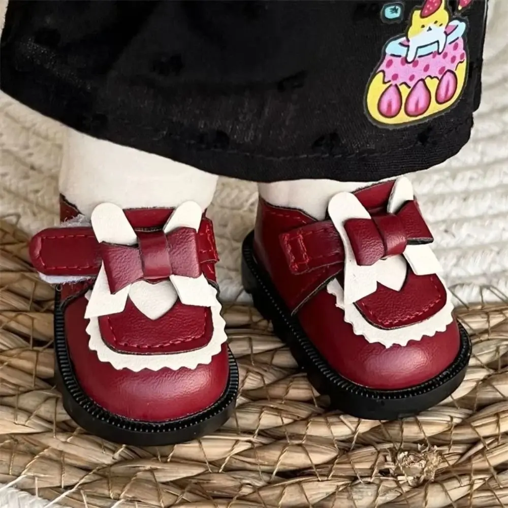 Mini Doll Shoes Clothes Accessories For 1/6 Dolls PU Leather Shoes 20CM Cotton Doll Bowknot Heart Princess Shoes DIY Toys Gift