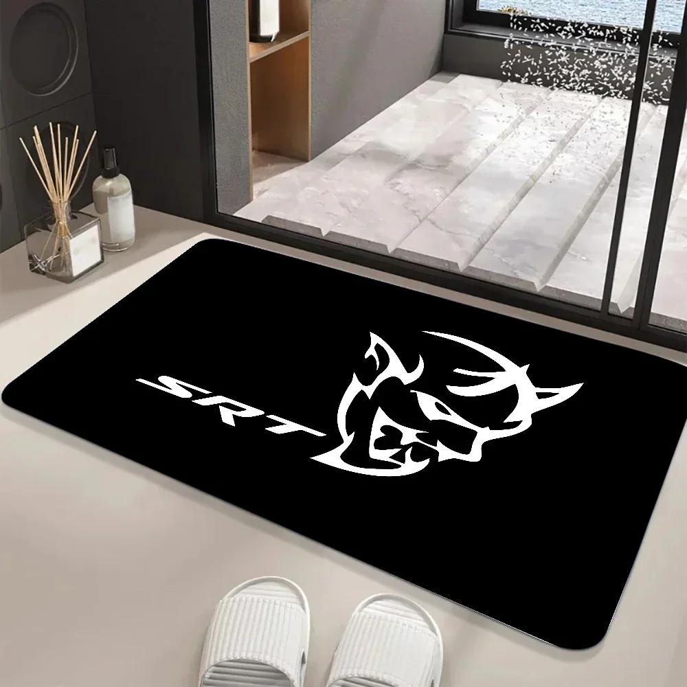 Hellcat Demon Dodge Challenger Car Floor Mat Graphic Printed Flannel Doormats For Bathroom Kitchen Entrance Carpet Home Decor 3