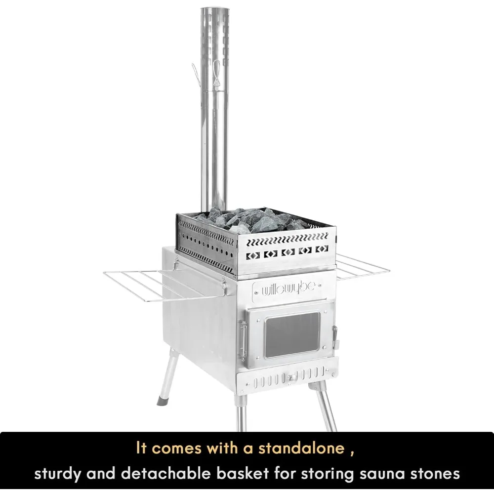 Outdoor Sauna Hot Tent Stove, Rocket Stove Heater, Portable Camping Wood Stove for Dry Sauna, Cooking for Husband and Friends 2