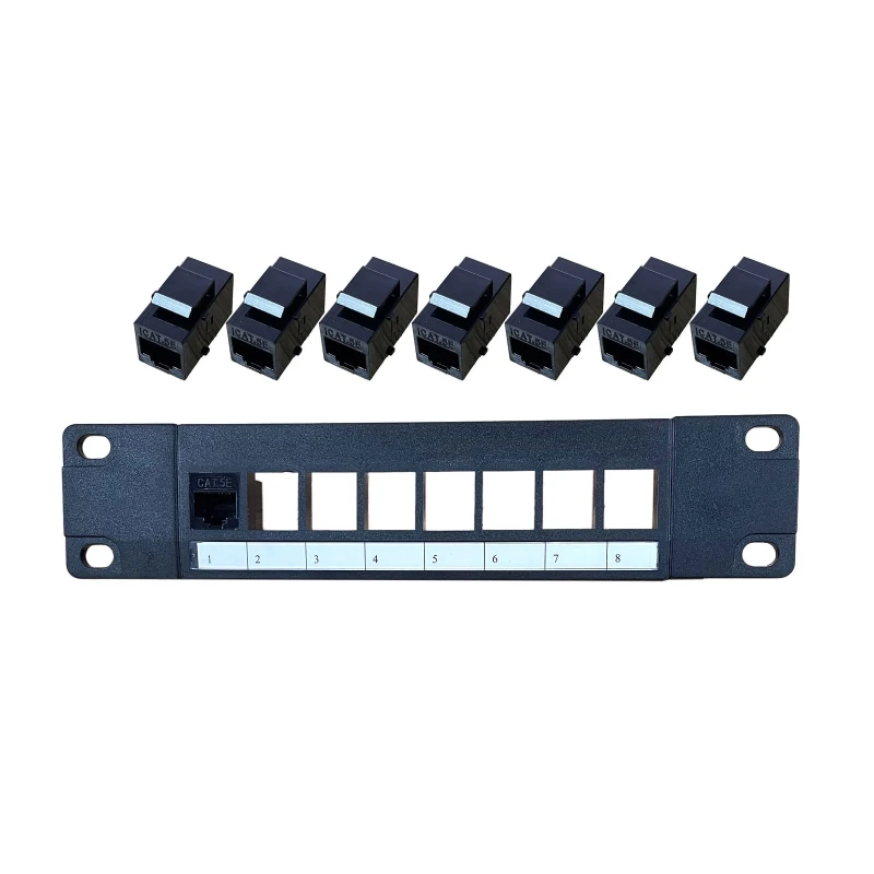 Y1UB 8포트 CAT5e 차폐 패치 패널 10G 지원 플라스틱 하우징 색상 코드..
