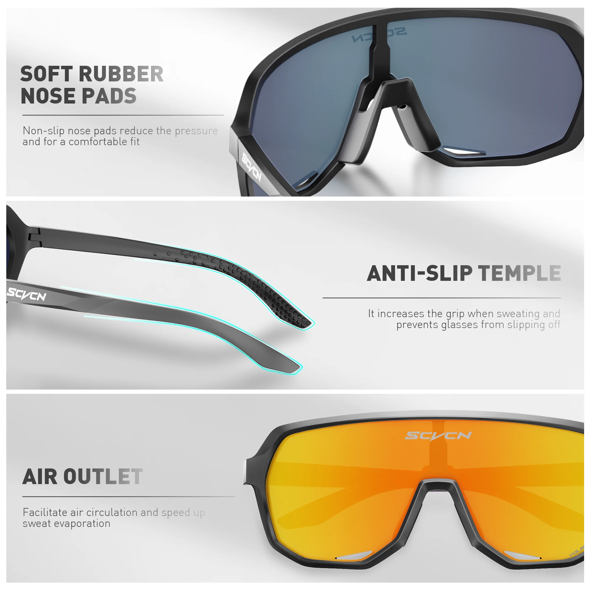 SCVCN Polarized Sunglasses for Driving Cycling Glasses Fashion Bicycle Mountain Bike Men Women UV400 Casual Glasses