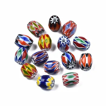 Millefiori Lampwork 비즈 무작위 혼합 색상 수제 유리 구슬 민족 스타일의 팔찌 목걸이 쥬얼리에 대한 멀티 모양 DIY 만들기