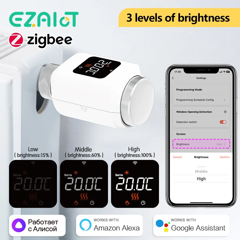 Smart Thermostat EZAIOT Tuya ZigBee Thermostat Radiator Actuator Smart TRV Thermostatic Valve Temperature Controller Support Alexa Google Home