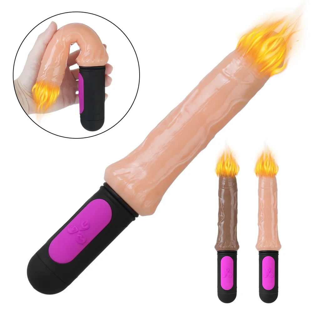 Gode ​​chauffant réaliste, vibrateur pliable, doux, énorme point G, Stimulation de l'anus, 7 vitesses, jouet sexuel pour femme_voghion.com