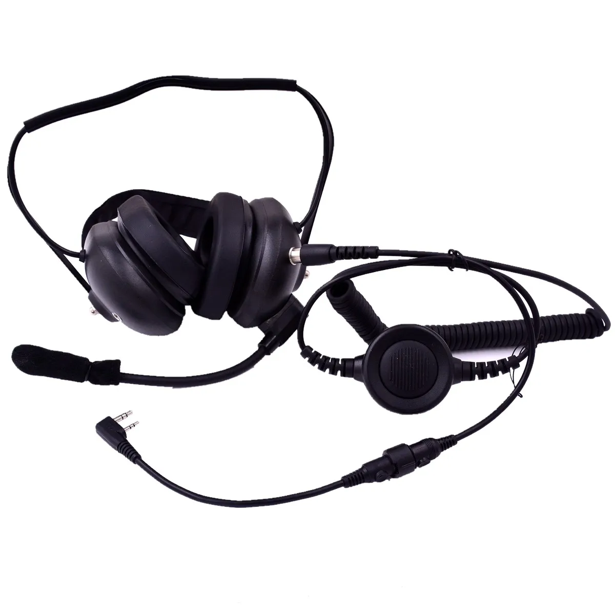 

Heavy Duty Noise Cancelling Head Headset AVIATION COMTAC MILITARY TACTICAL Earpiece 2 Pins Air Racing Shooting PTT Microphone