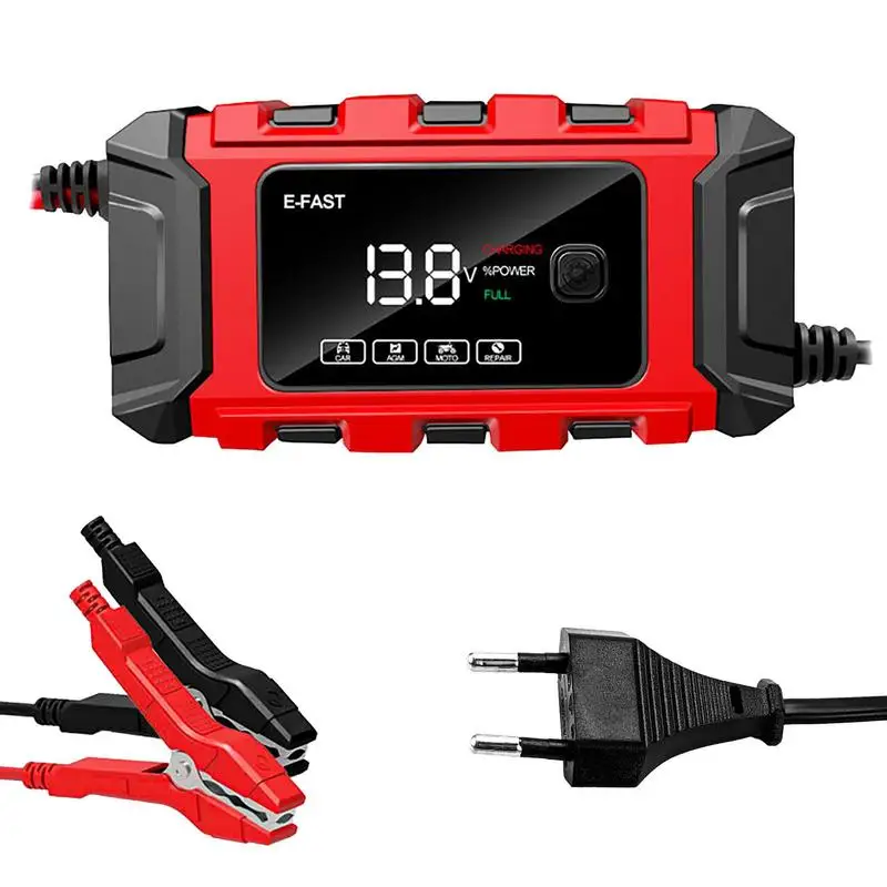 

Portable Motorcycle Battery Charger 12V Digital Display Battery Charger Power Pulse Repair Chargers For Motorcycle Rv Tricycle