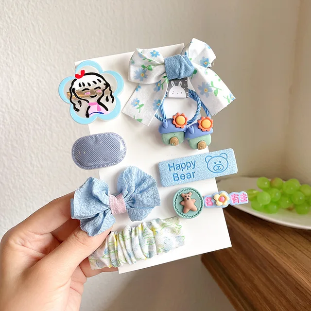 Coffee Warm Color Cute Cartoon Princess Hairpins Children Girls Kid Hair Clips Barrettes Accessories Hairclip Headwear Headdress blue