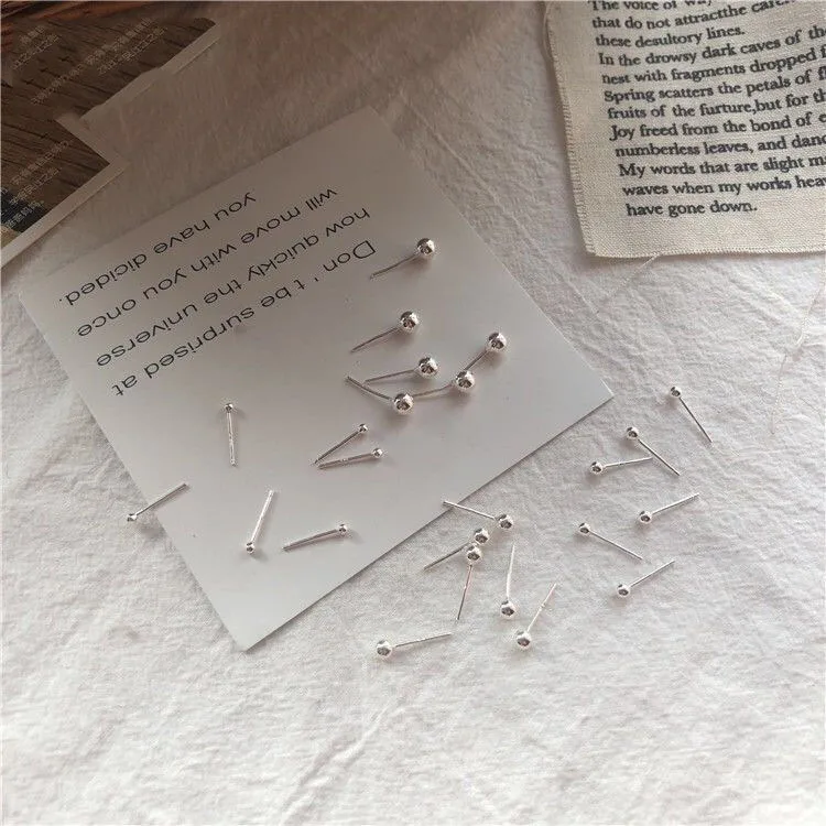 Set Da 3 Paia Orecchini A Pallina In Argento 925 Per Donna E Uomo - Borchie Piccole Da 2/3/4 Mm, Rosa Oro/argento, Ipoallergenici Per Uso Quotidiano