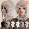 3 In 1 Winter Balaclava For Women Winter Fur Cap Mask Set Hooded For Women Outdoor Cycling Ski Windproof Hat Fluffy Beanies Hood 1