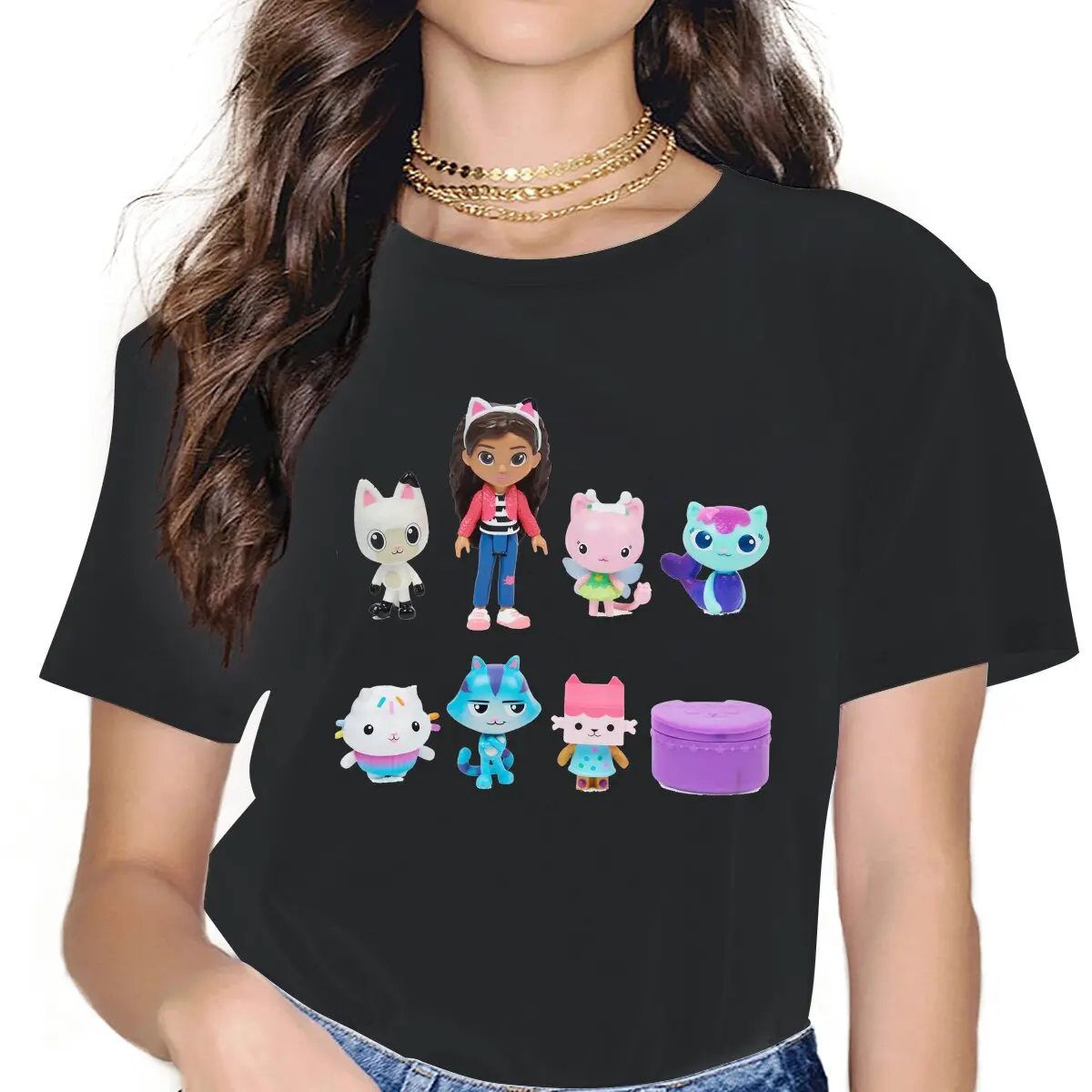 

Women Family T Shirt Gabby's Dollhouses 100% Cotton Clothes Vintage Short Sleeve Crewneck Tees Gift Idea T-Shirt