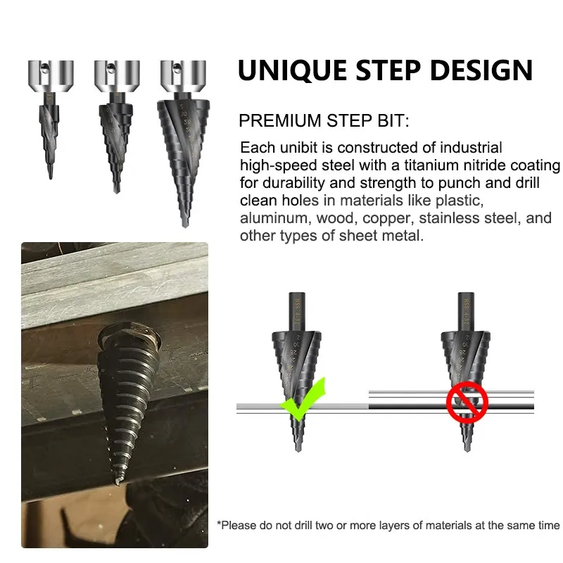 XCAN Step Drill Bit Metal Drill 4-32mm HSS Cobalt Step Cone Drill Bit Wood/Metal Hole Cutter Drilling Tool