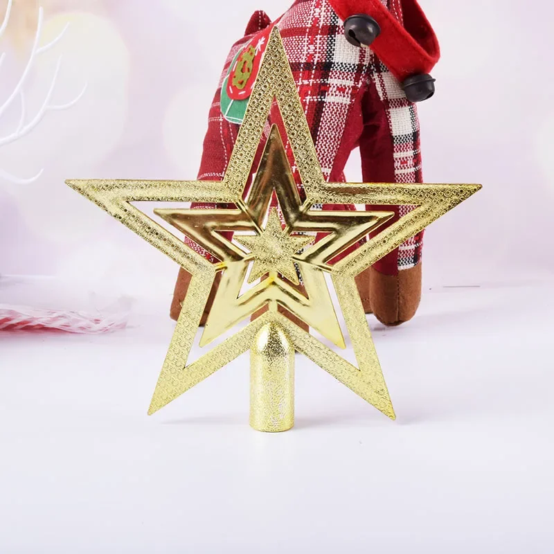 Description Picture 3 of item1pc Gold Silver Red Star Christmas Tree Top Star 3D Five-point Star Christmas Home Table Topper Xmas Decoration Merry Christmas