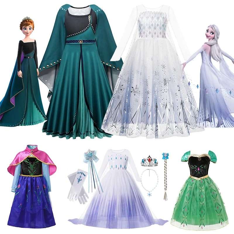 Uporpor-Robe princesse Elsa pour filles, vêtements de fête cosplay Reine  des neiges, carnaval, robe de Rhde Noël, lumière LED, enfants - AliExpress