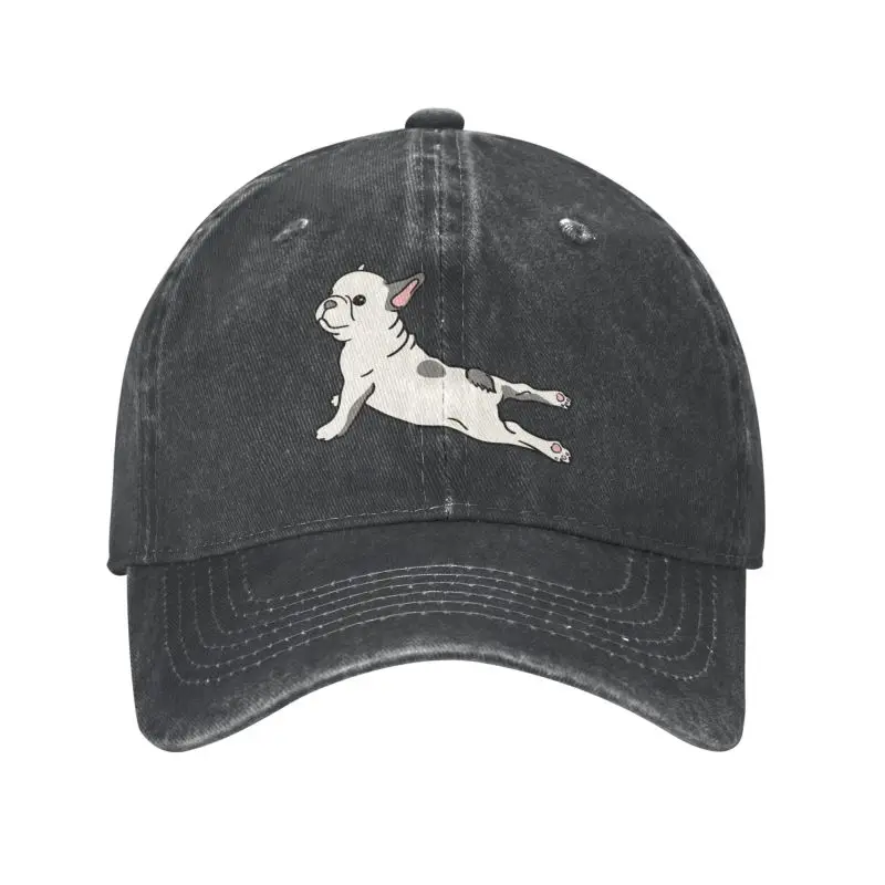 

Custom Cotton French Bulldog Yoga Baseball Cap Outdoor Women Men's Adjustable Dad Hat Spring