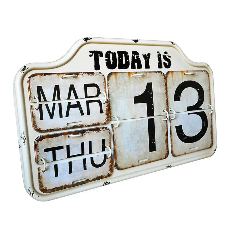 

Настольный металлический календарь в стиле ретро, легко регулируемый стоячий винтажный настольный календарь, декор для комнаты, вечный календарь для дома