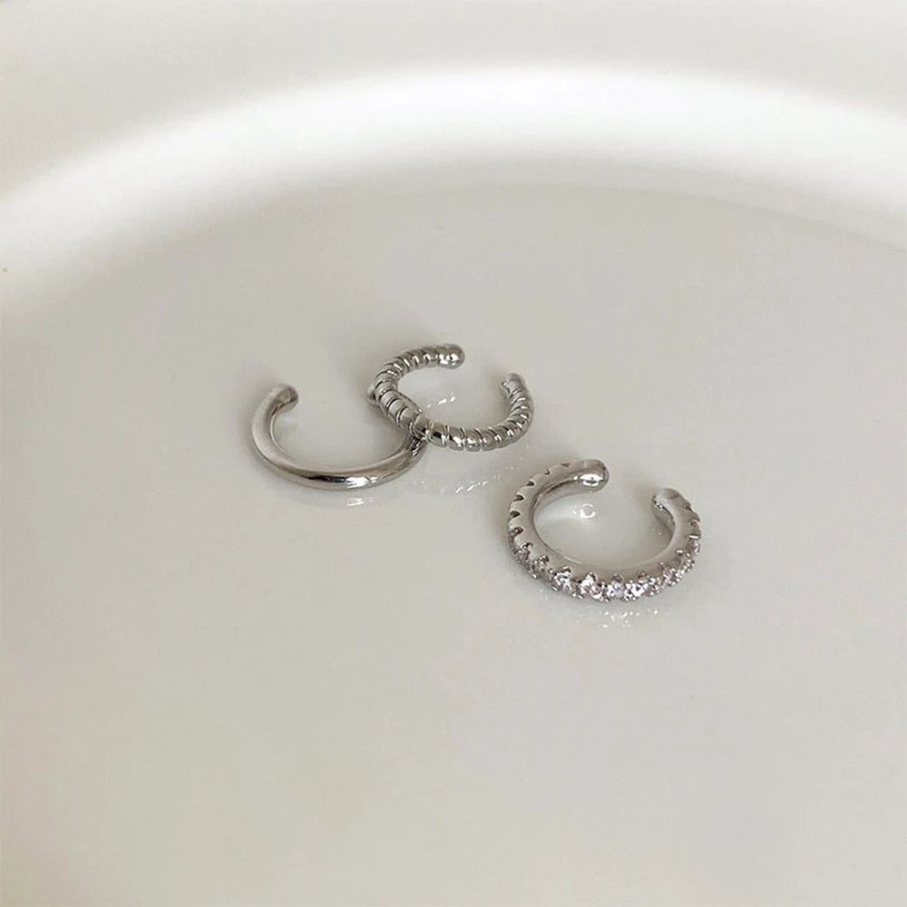 SUMENG Zircon Cute Clip Earrings Buckle Cuff No Piercings Fake Cartilage Women Jewelry