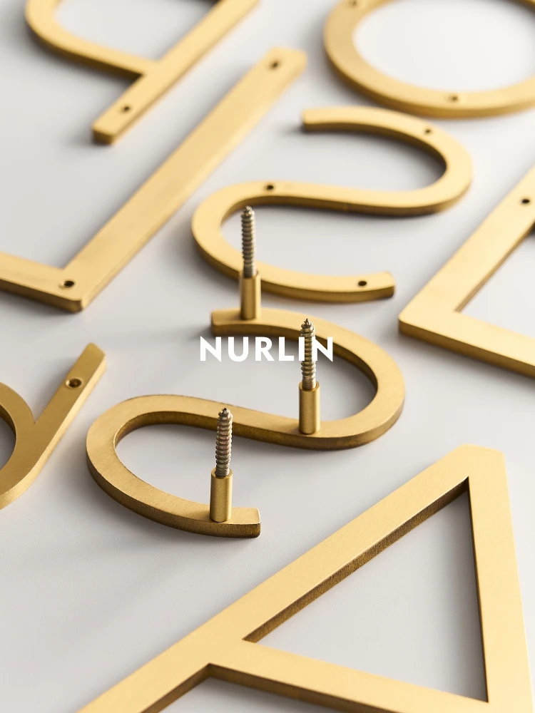 Nurlin Solid Brass 4-12 Inches 10-30cm Big Number Letter Door House Public Sign Customizable Floating Signature Outdoor Digits house number signs door signs house numbers number plate