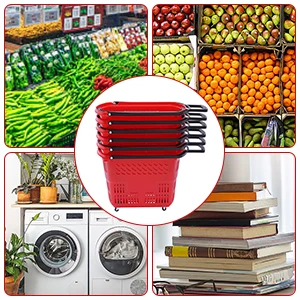 CNCEST 35L 6PCS Shopping Carts with Wheels and Handle Portable Shopping Basket Set Chic Home Kitchen Accessories