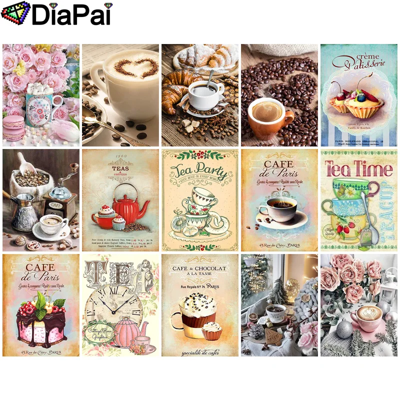 

Алмазная вышивка DIAPAI «Пейзаж кофе Роза», узор «сделай сам», 5D алмазная живопись, вышивка крестиком, полная картина