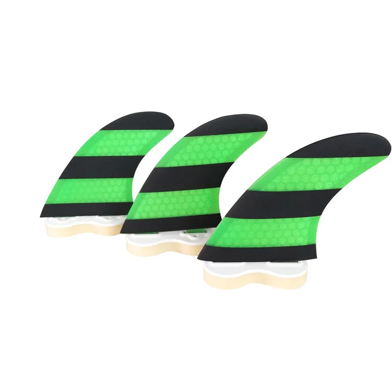 

UPSURF Fcs Size L SUP Board 3 pieces set Fins Honeycomb carbon Double Tabs Fin Green Color Quilhas Surf Fin for Surfing