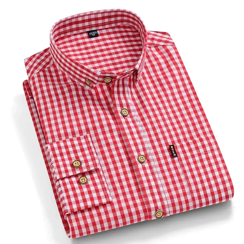 New In Shirt 100%Cotton Fashion Long Sleeve Shirts for Man Slim Fit Formal Plian Shirt Soft Casual Office Designer Plaid Clothes - Image 9
