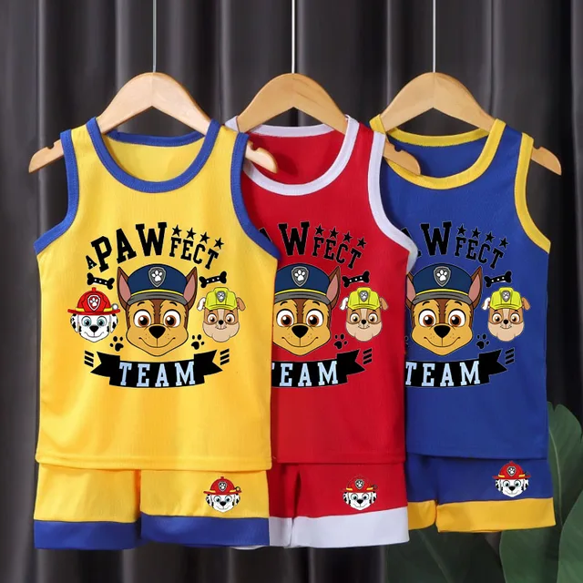 PAW Patrol – ensemble de vêtements de basket-ball pour garçons, gilet et short décontractés, costume deux pièces en maille respirante et confortable, tenues d'été pour enfants 1