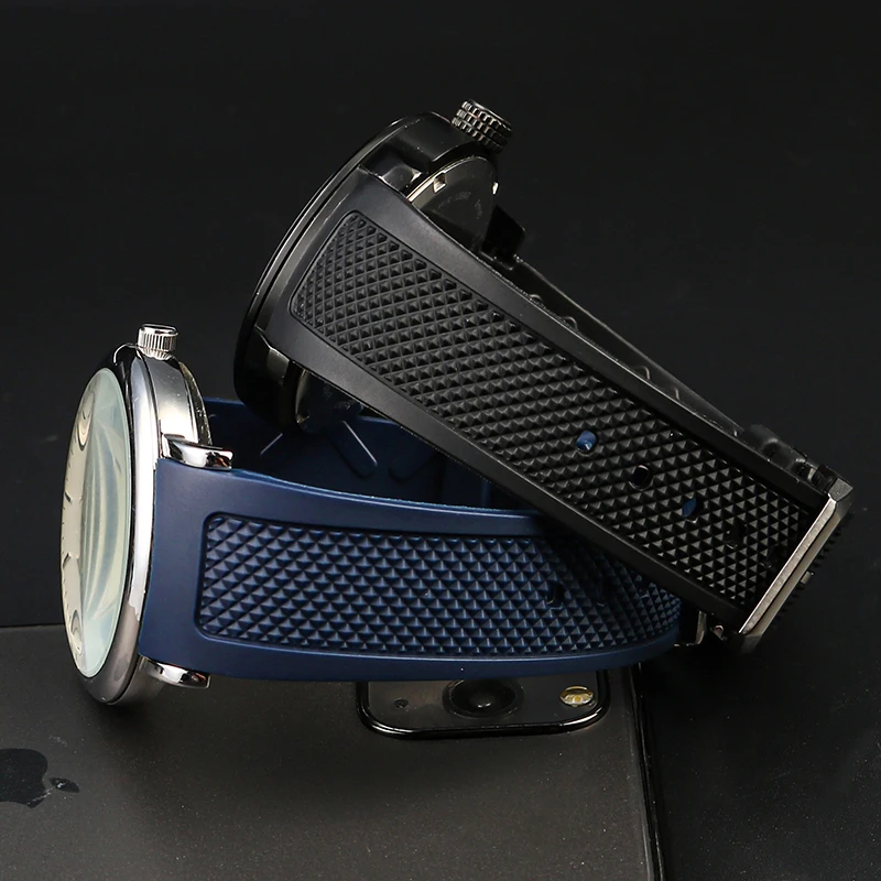 Arc Mouth Silicone Strap for IWC Portugal series Iw390502/390503/390211 Soft Bracelet Folding Clasp Rubber Men's Watch Band 22mm