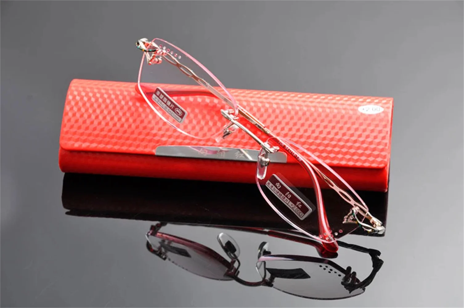 

=CLARA VIDA=GRACE WOMEN DIAMOND SIDE CUTTED LUXURY RIMLESS QUEEN STYLE READING GLASSES +1 +1.5 +2 +2.5 +3 +3.5 +4