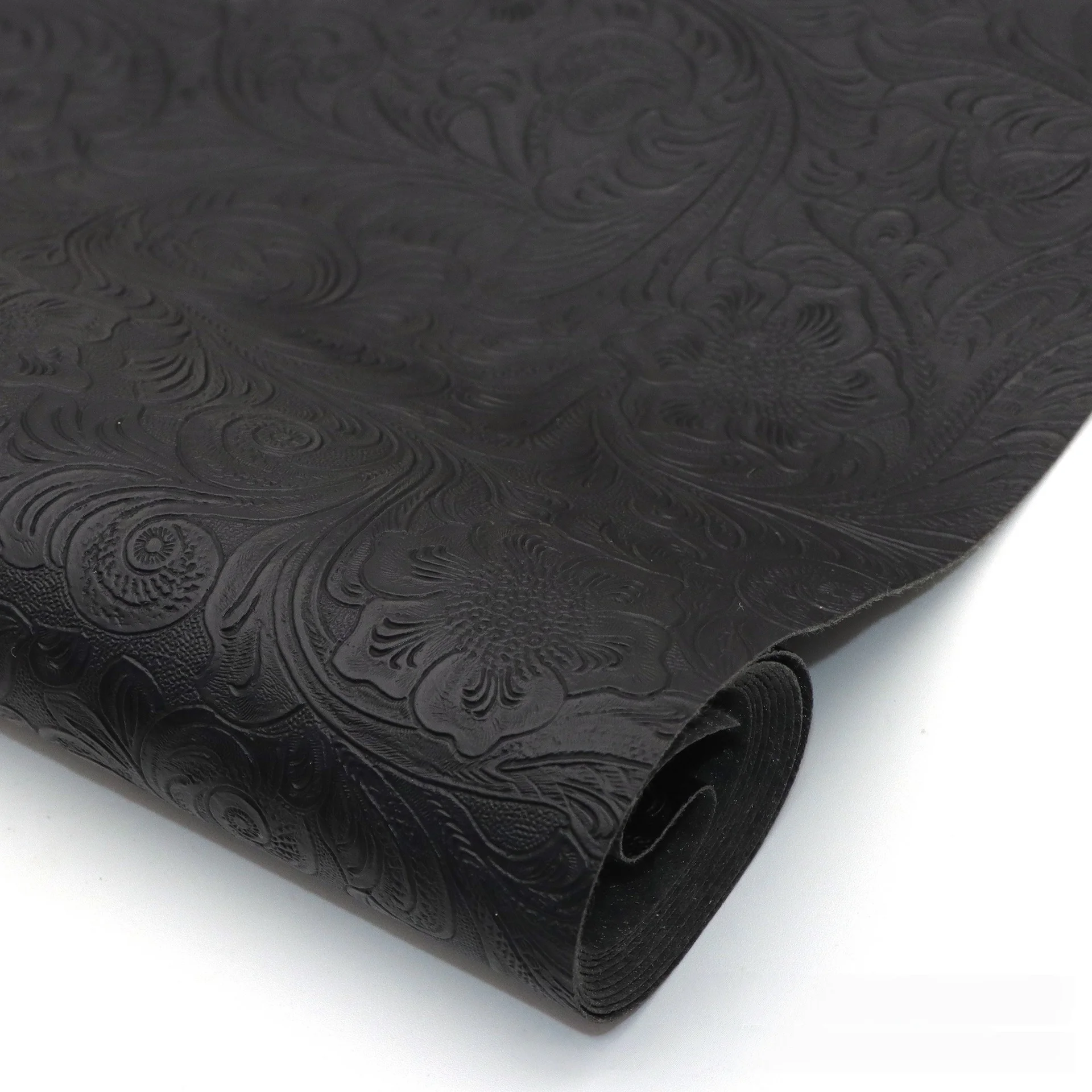 Vintage Floral Texture Non-Adhesive Faux Leather Fabric for Crafting and Decoration