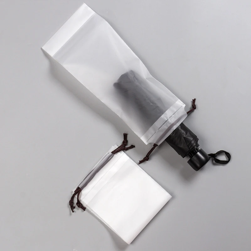 Portable Umbrella Cover Bag With Drawstring Reusable Matte Translucent Eva Material Umbrella Drip-Proof Organizer 1/2/5 Pcs umbrella cover,umbrella storage bag