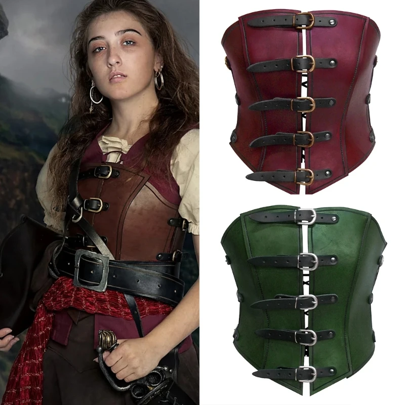 

Medieval Punk Vintage Cosplay Corset Belt Set for Men Cosplay Supplies PU Underbust for Photoshoots and Stage