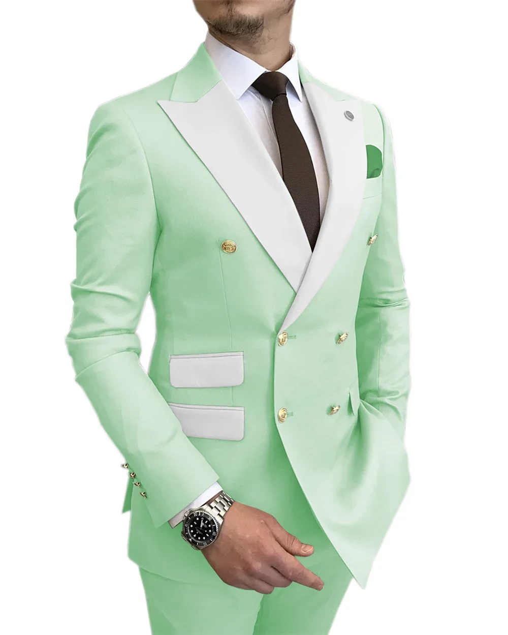 White Peak Lapel Blazer Groom Suits Men Suits Slim Fit Business Suits Tuxedo For Men Costume Homme Double-Breasted 2 Pieces