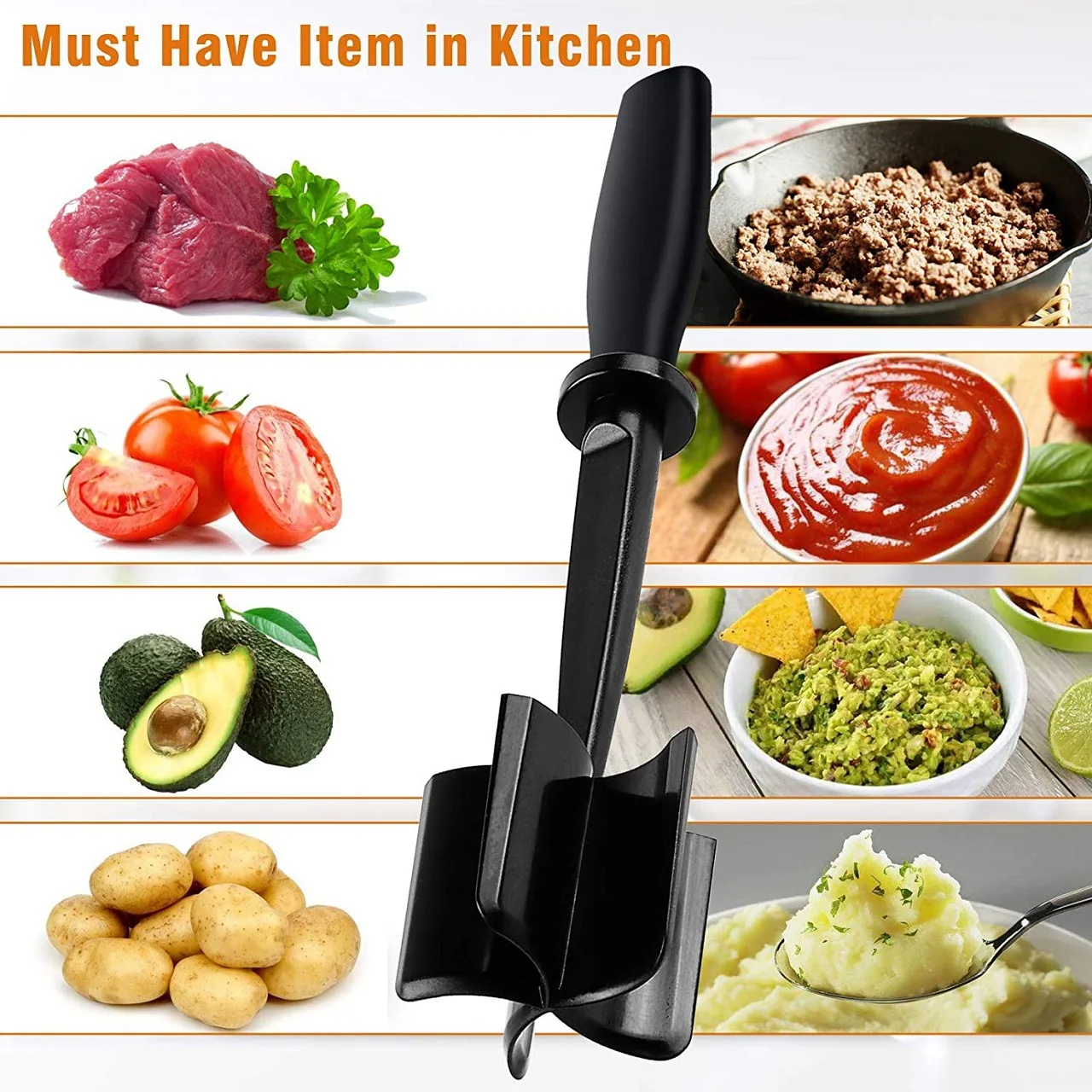 Meat Chopper Heat Resistant Meat Masher with Non-slip Handle Nylon Hamburger Chopper Ground Beef Masher 1/2pcs