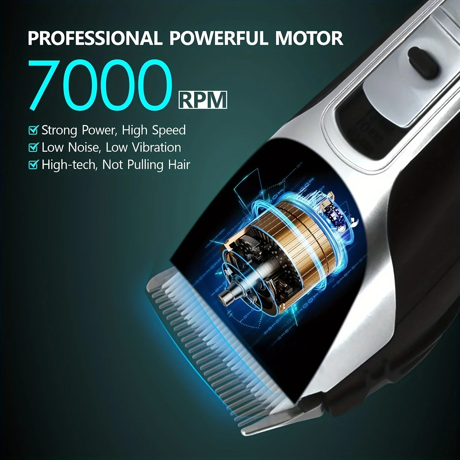Electric Hair Clipper Unique Shaped Moving Blade Hair Trimmer LCD Display USB Rechargeable For Salon Men Hair Cutting Barber 6