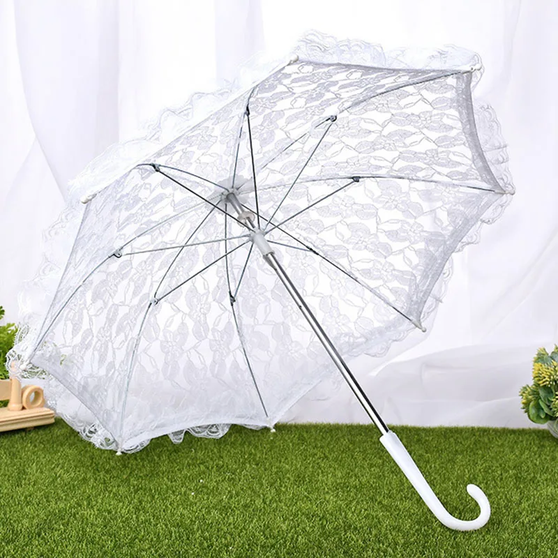 Bride Wedding Umbrella Elegant White Lace Rose Flower Umbrella Bridal Marriage Party Props Photography Stage Perform Supplies mini umbrella