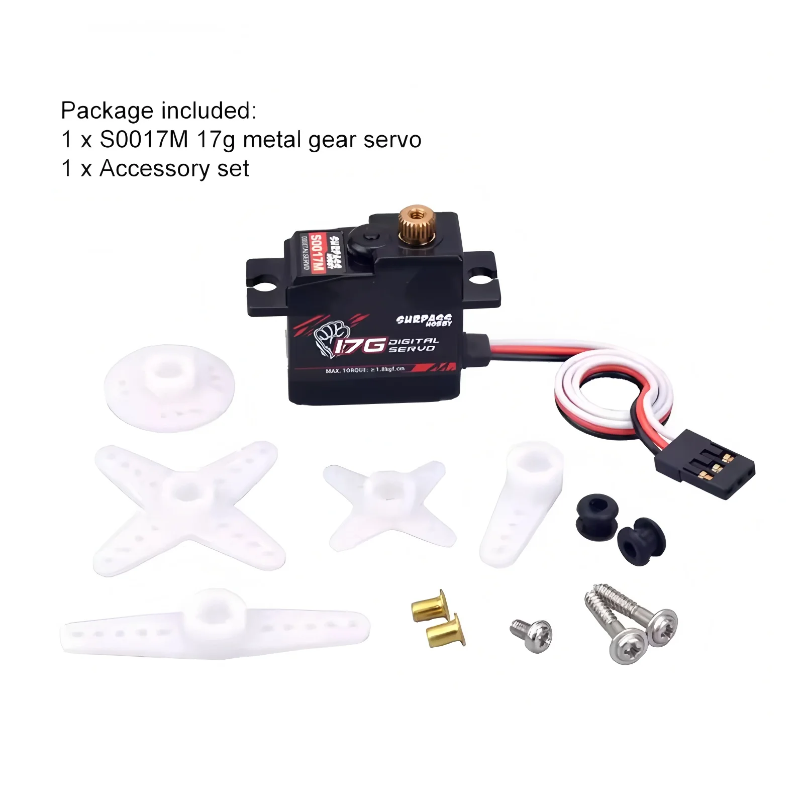 Servos métal 9g 17g 25g pour avion RC hélicoptère - Lot 1/2/4 pièces
