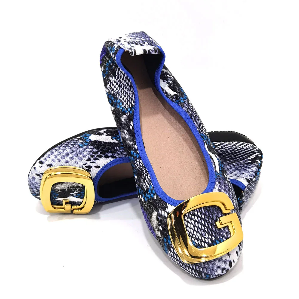 

Snakeskin Metal Shoe Buckle Cute Italian Design Fashion Soft Sole Women's Flat Shoes Comfortable Casual Ballet Loafers