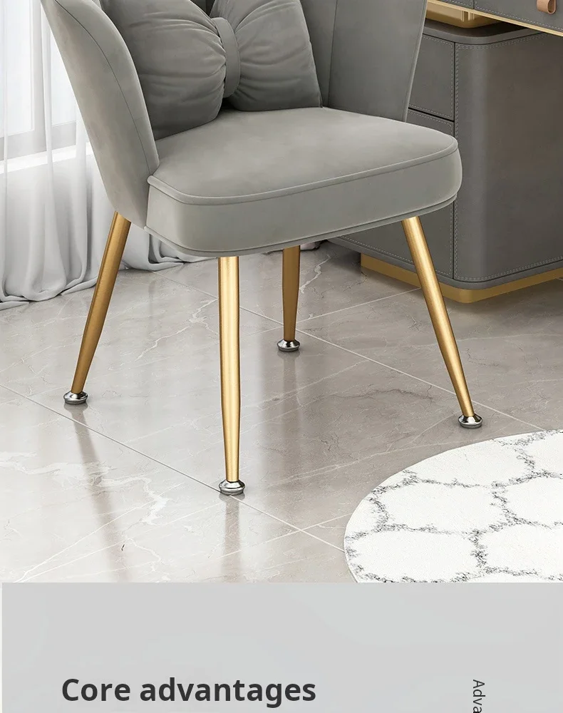 Description Picture 3 of itemNordic Modern Dining Chairs Luxury Backrest Chair Velvet Bedroom Vanity Chair INS Simple Manicure Dressing Table Stool